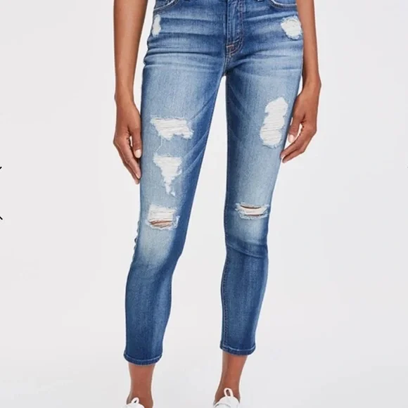 SEVEN JEANS- ANKLE SKINNY IN DISTRESSED LIGHT - Picture 6 of 10